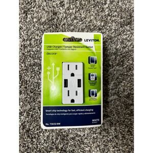 Leviton USB In Wall Charger Outlet T5632-BW